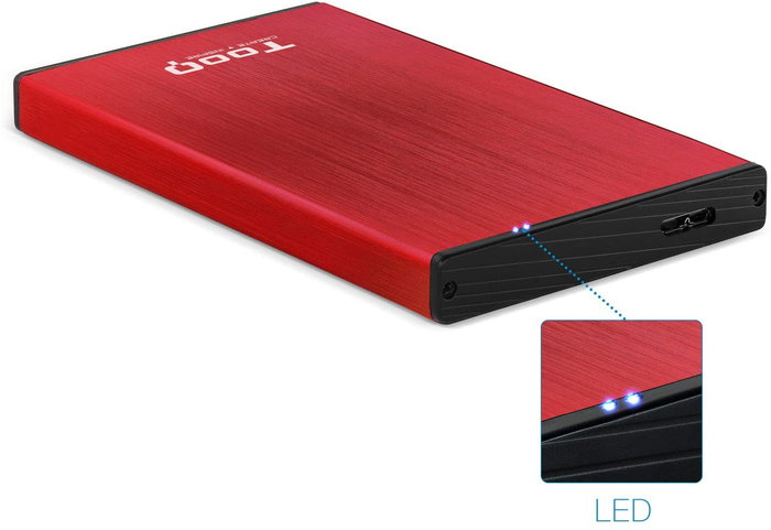 Tooq TQE-2527R Caja Externa para Disco Duro 2.5 Pulgadas, Rojo
